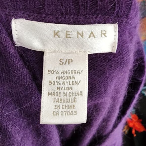Kenar Purple Angora Blend Tie Waist V-Neck Tunic Sweater - Picture 4 of 4